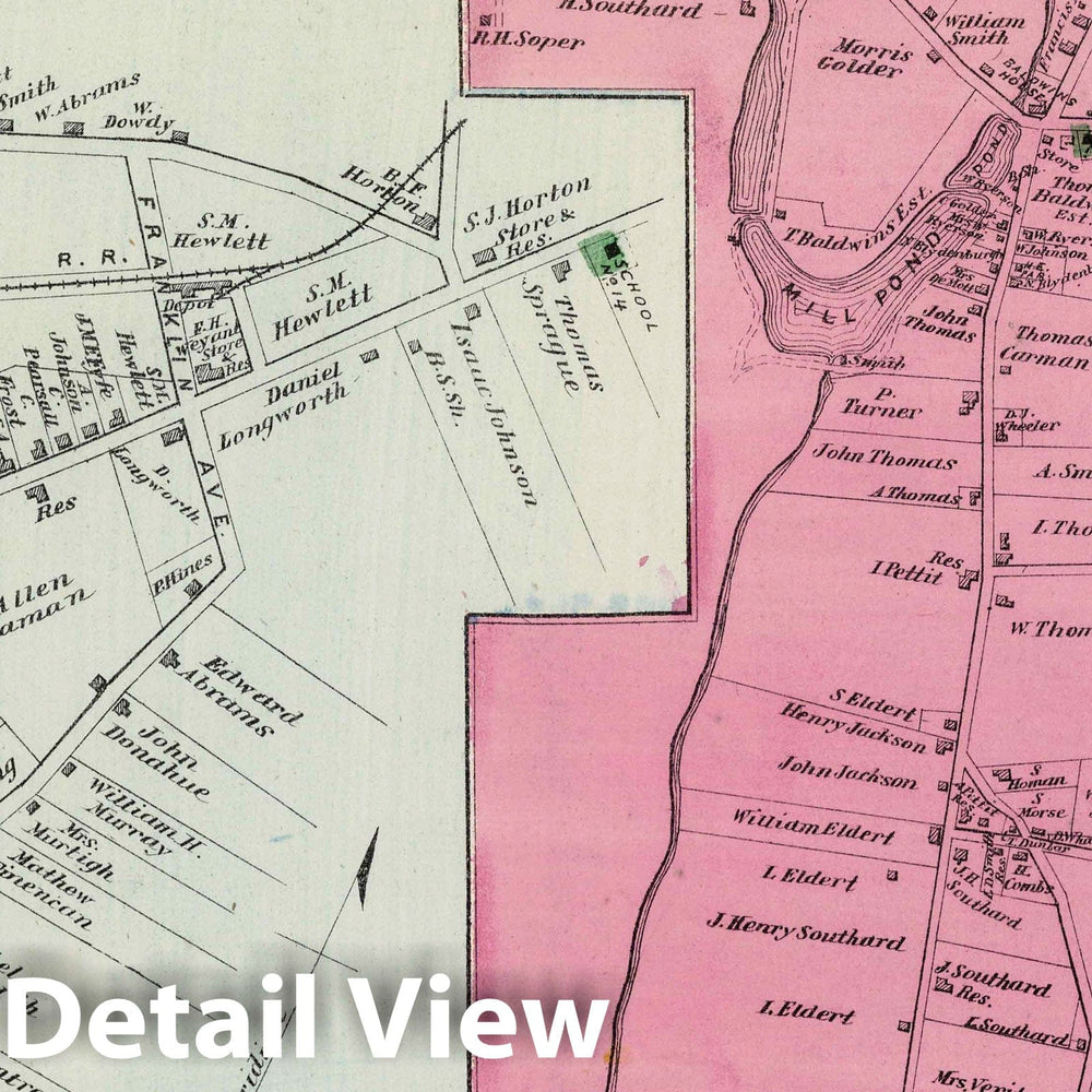 Historic Map : 1873 Hewletts, in Hempstead. Long Island. - Vintage Wall Art