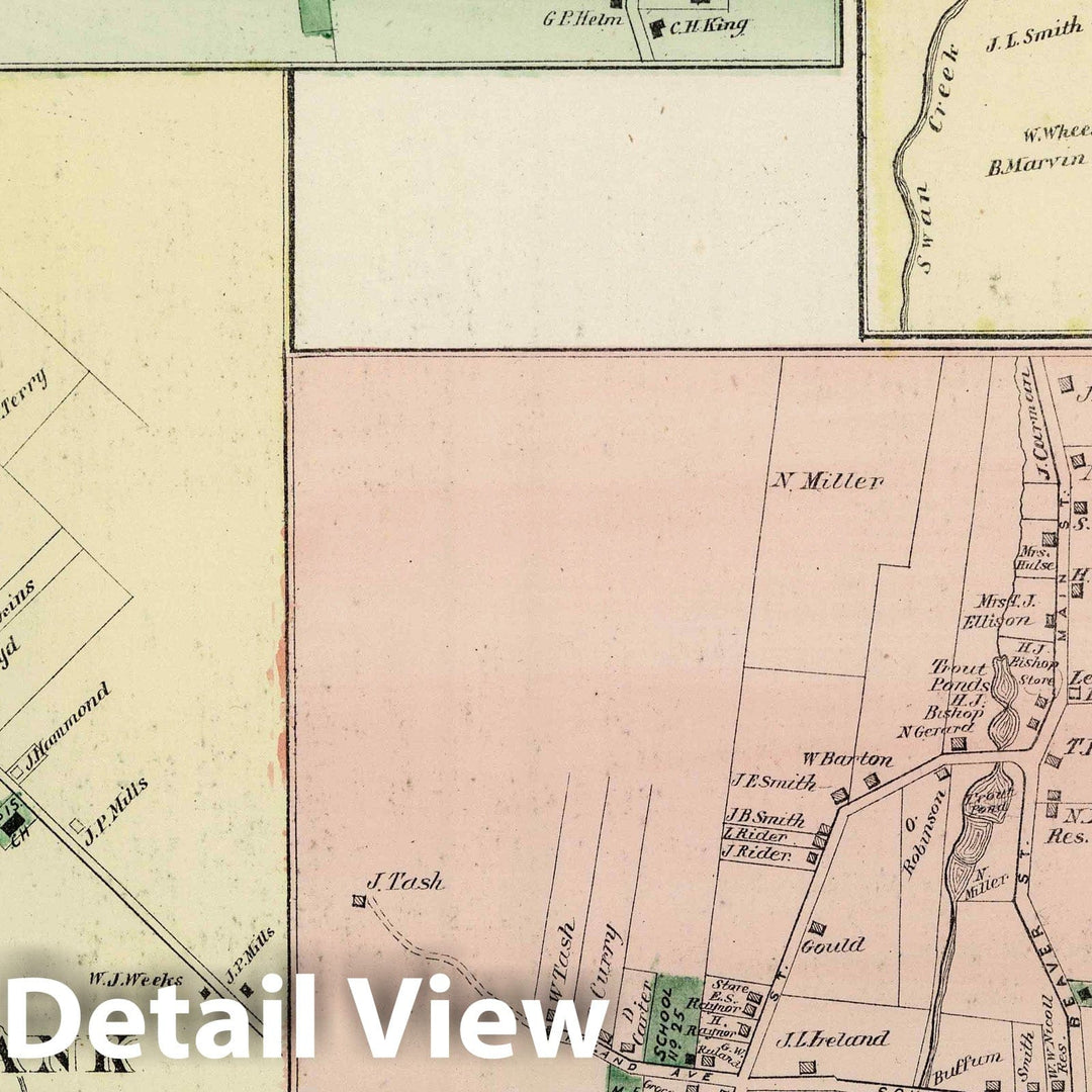 Historic Map : 1873 Millers Place, East Patchogue, Yaphank, Brook Haven, in Brookhaven. Long Island. - Vintage Wall Art