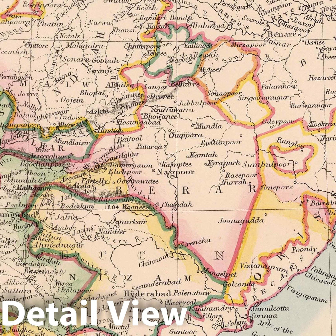 Historic Wall Map : Map of India to Illustrate the Progress of the British Dominion from 1791 to 1857 - Vintage Wall Art