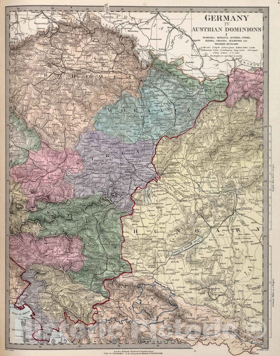 Historic Map : 1865 Germany IV. Austrian Dominions I. - Vintage Wall Art