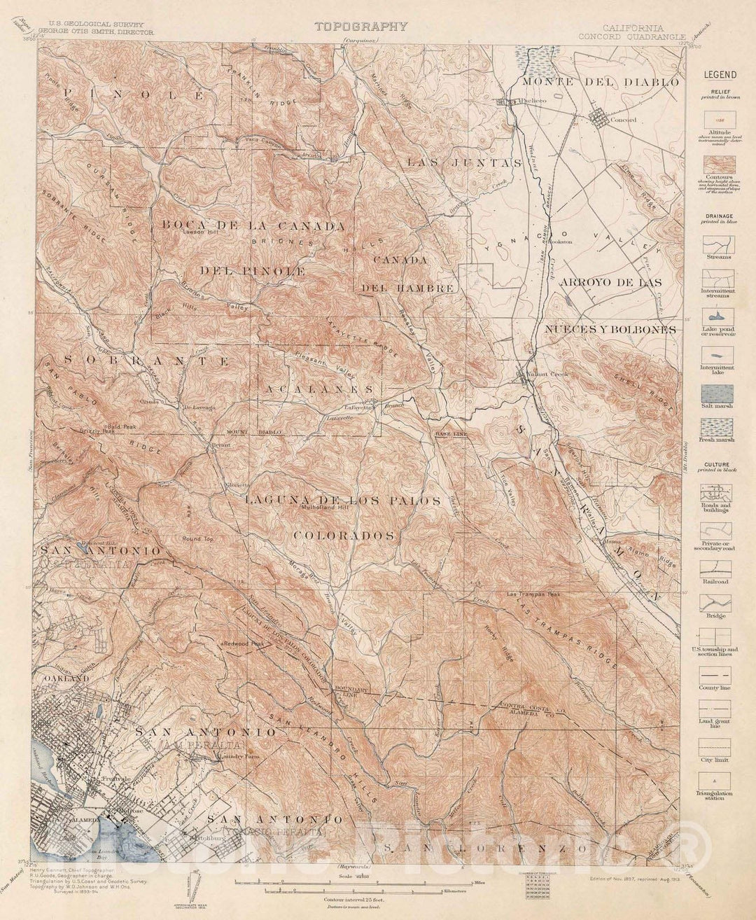 Historic Map : Geologic Atlas - 1913 Concord Quadrangle. Topography. - Vintage Wall Art