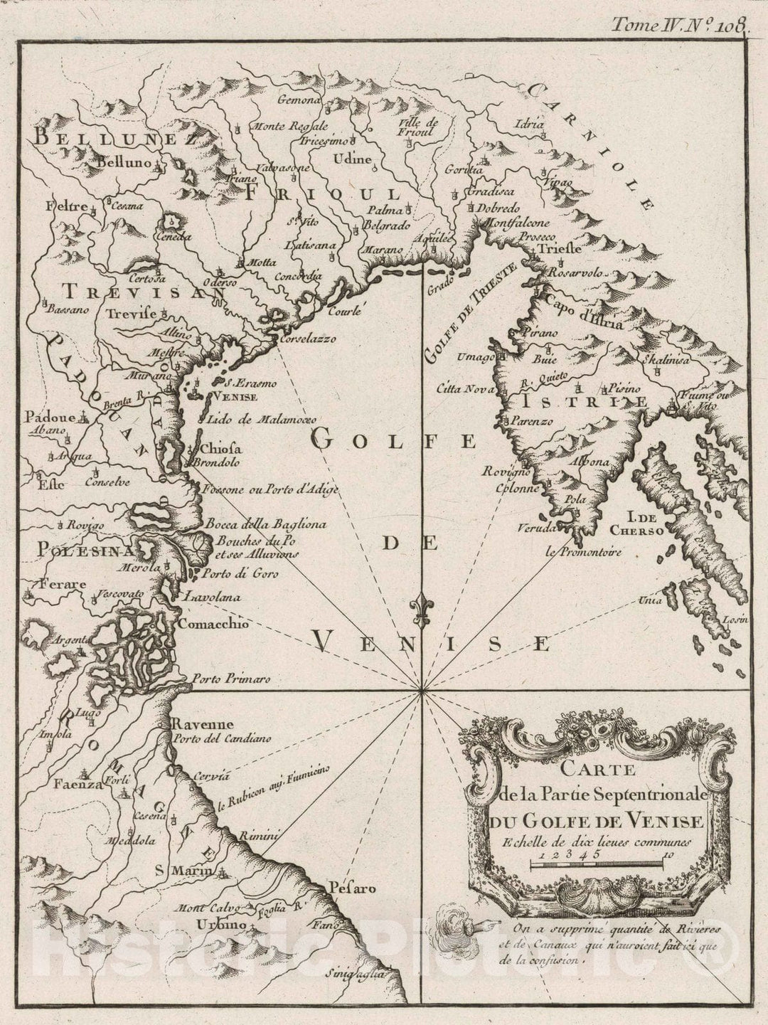 Historic Map : Italy, Venice Region (Italy) 1764 Carte de la partie septentrionale du golfe de Venise. , Vintage Wall Art