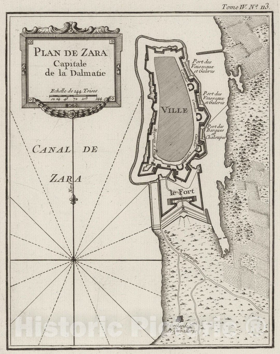 Historic Map : Croatia , Zadar (Croatia), 1764 Plan de Zara, capitale de la Dalmatie. , Vintage Wall Art