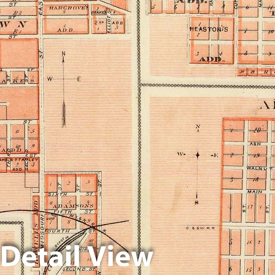 Historic Wall Map : 1875 Plans of Centerville, Leon, Moulton, Seymour and Quincy, State of Iowa. - Vintage Wall Art