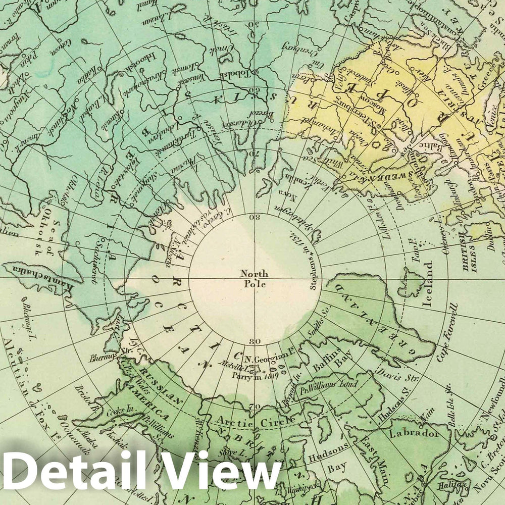 Historic Map : 1848 Northern Hemisphere. - Vintage Wall Art