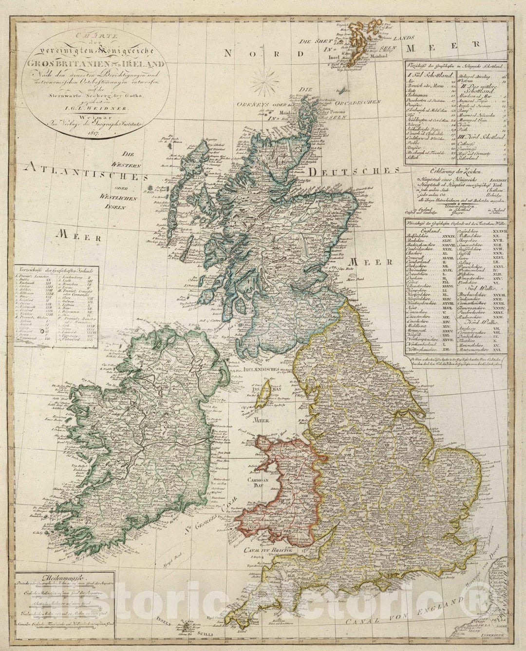 Historic Map : 1817 XXVIII. Great Britain and Ireland. - Vintage Wall Art