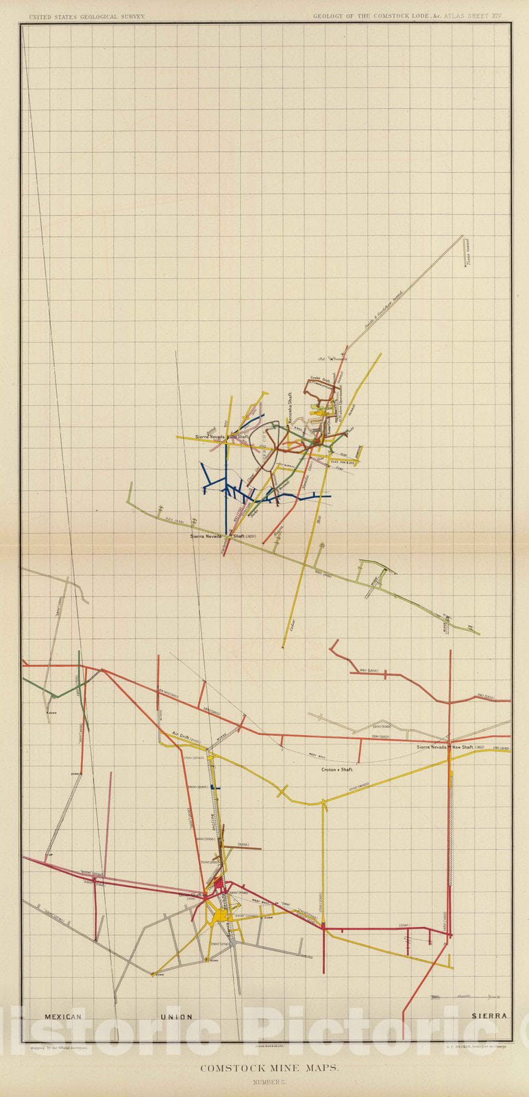 Historic Map : Geologic Atlas - 1882 Comstock Mine Maps. Number II. - Vintage Wall Art