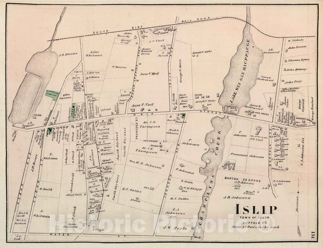 Historic Map : 1873 Islip. Long Island. - Vintage Wall Art