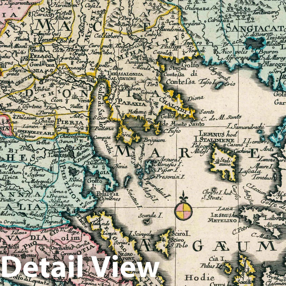 Historic Map : Greece, , Europe 1753 Tabula Geographica Graeciae et Romaniae , Vintage Wall Art