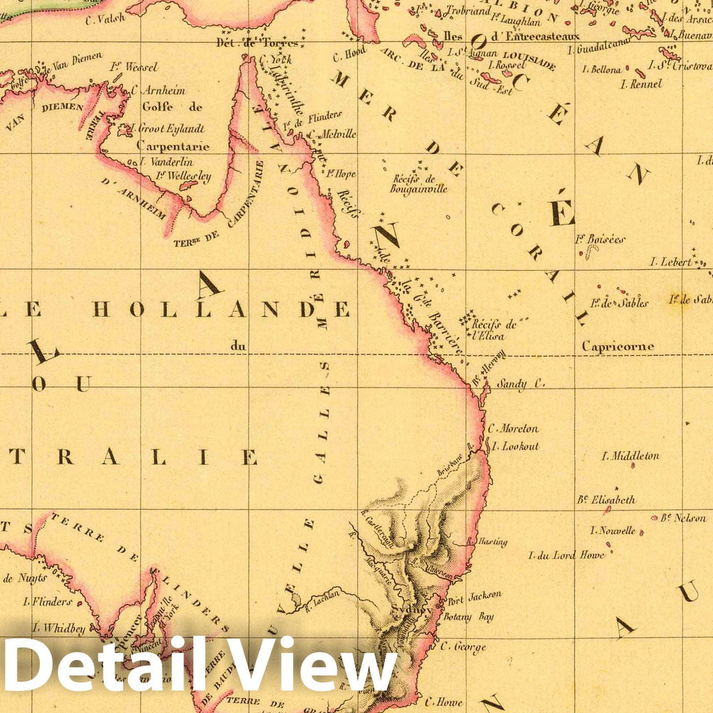 Historic Map : Australia; New Zealand, 1837 Melanesie. , Vintage Wall Art