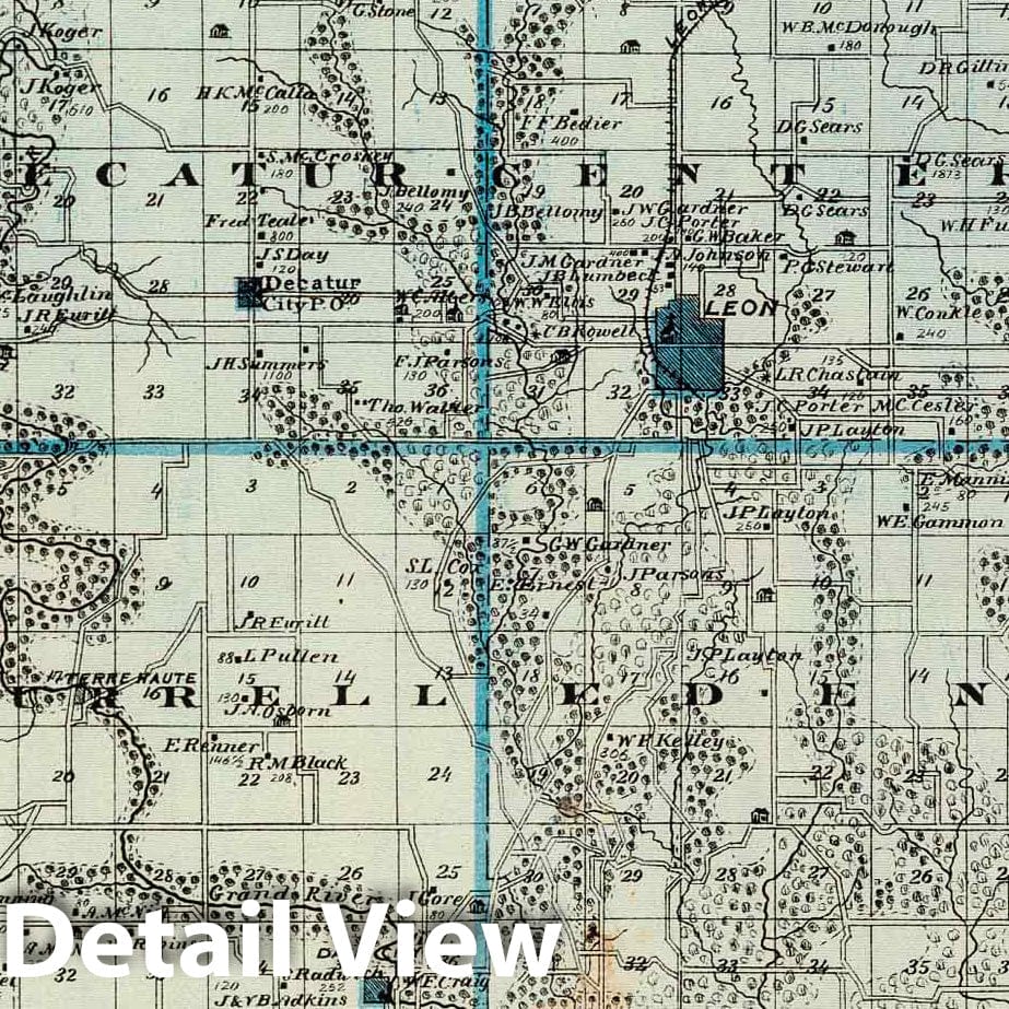 Historic Map : 1875 Map of Decatur County, State of Iowa. - Vintage Wall Art