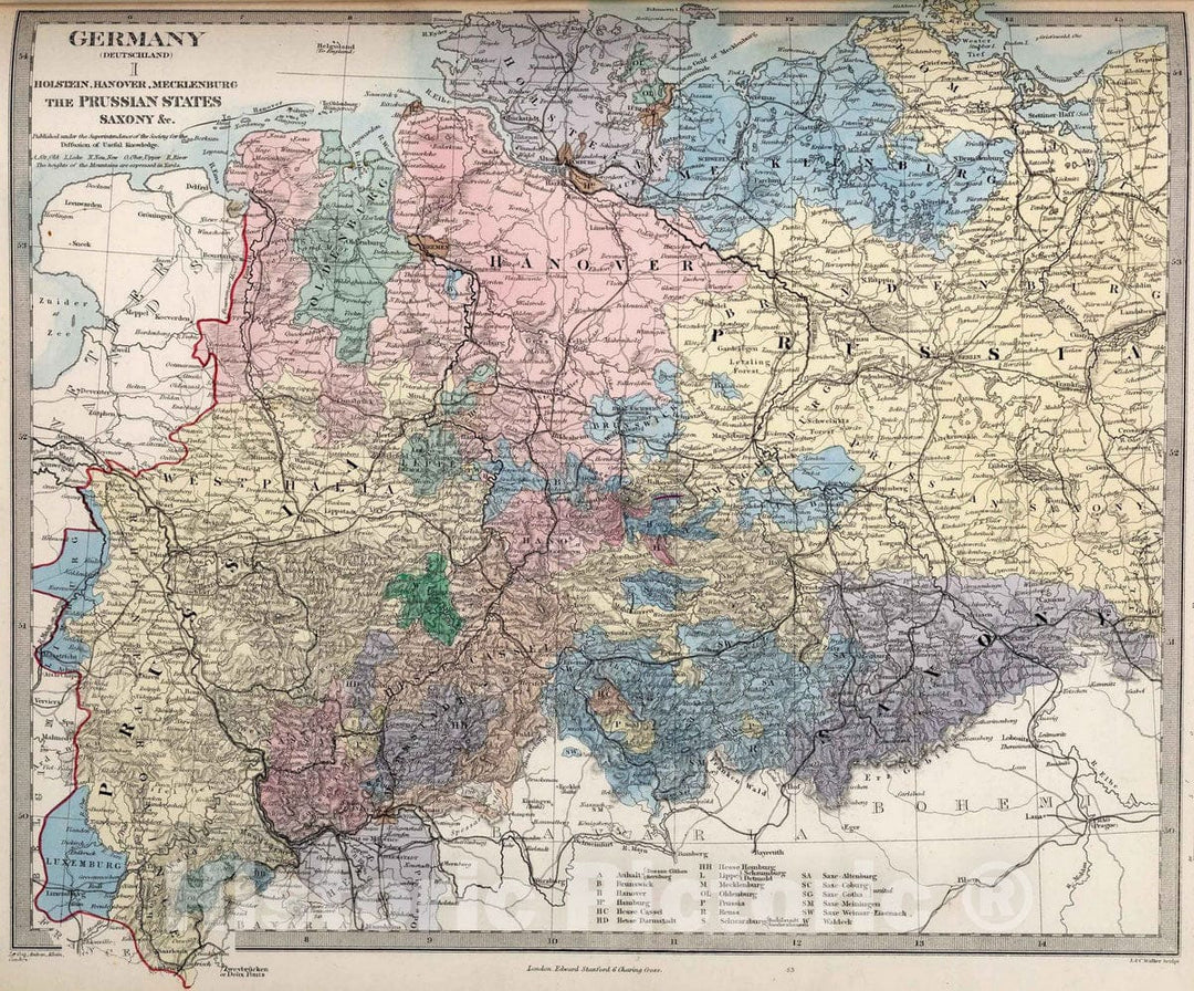 Historic Map : 1865 Germany (Deutchland) I. - Vintage Wall Art