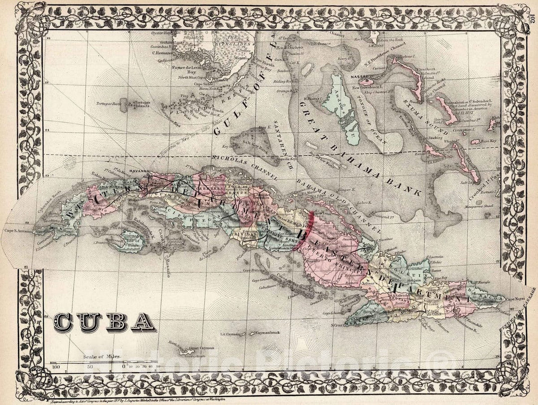 Historic Map : 1877 Cuba - Vintage Wall Art