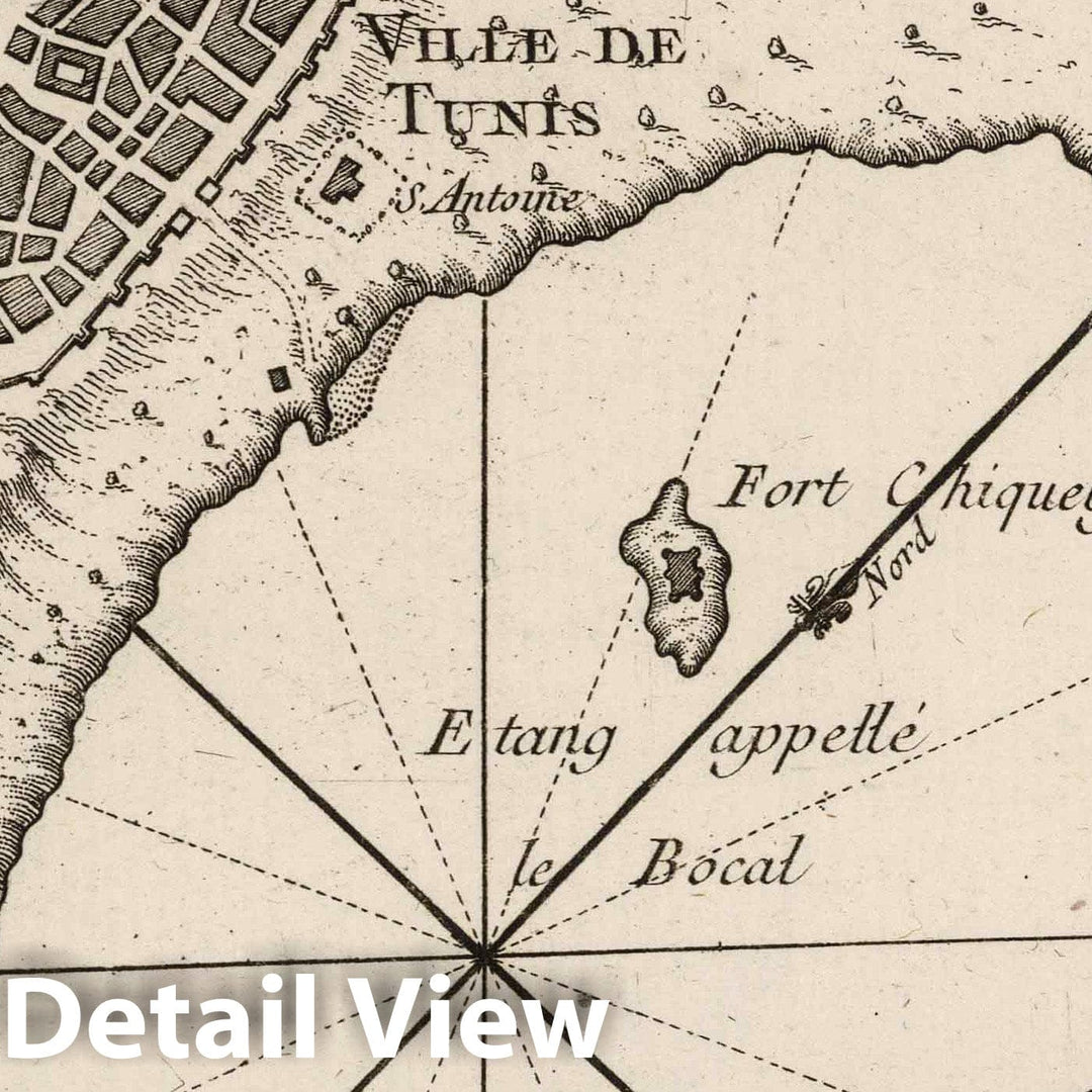 Historic Map : Tunisia , Tunis (Tunisia), North Africa 1764 Plan De La Ville De Tunis et ses Environs , Vintage Wall Art