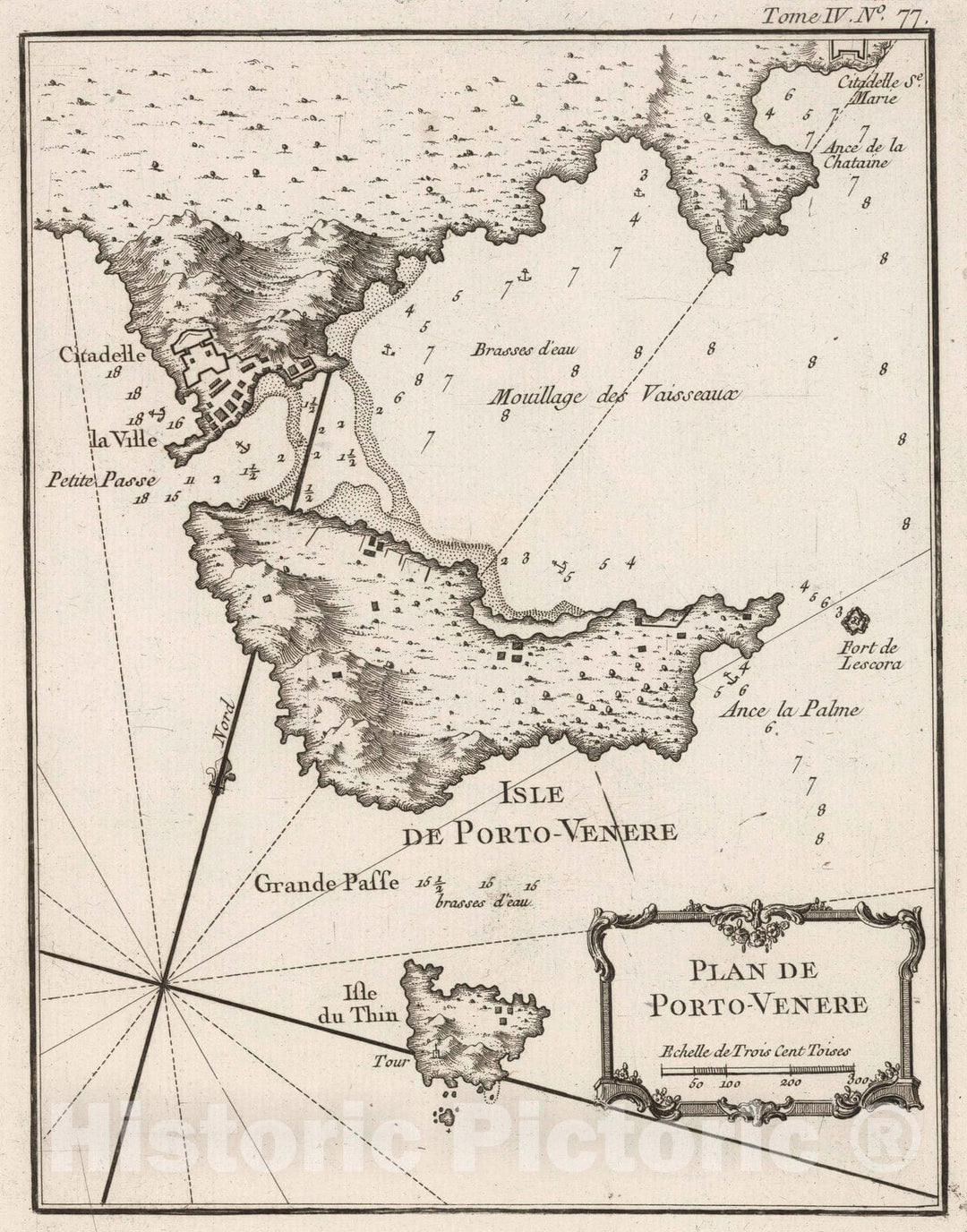 Historic Map : Italy, , Europe 1764 Plan de Porto-Venere , Vintage Wall Art