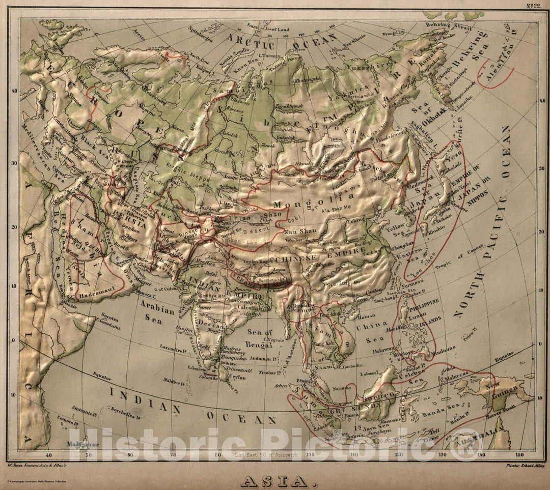 Historic Map : 1880 Asia. v1 - Vintage Wall Art