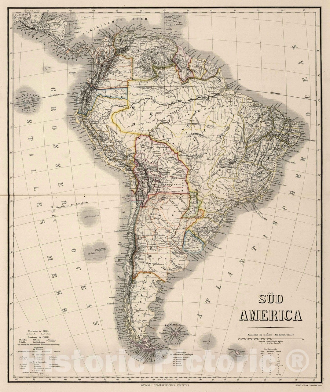 Historic Map : 1879 South America : Vintage Wall Art