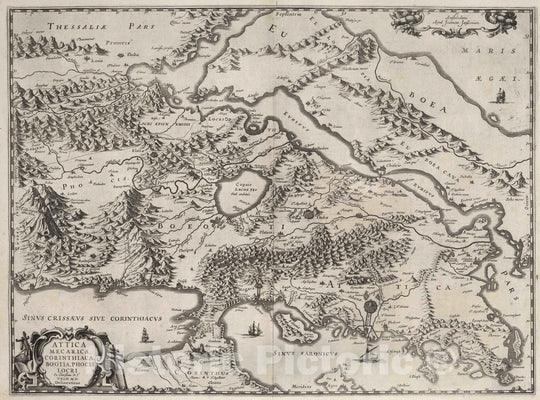 Historic Map : Greece, 1650 Attica, Mecaarica, Corinthica, Boeotia, Phocis, Locri. , Vintage Wall Art