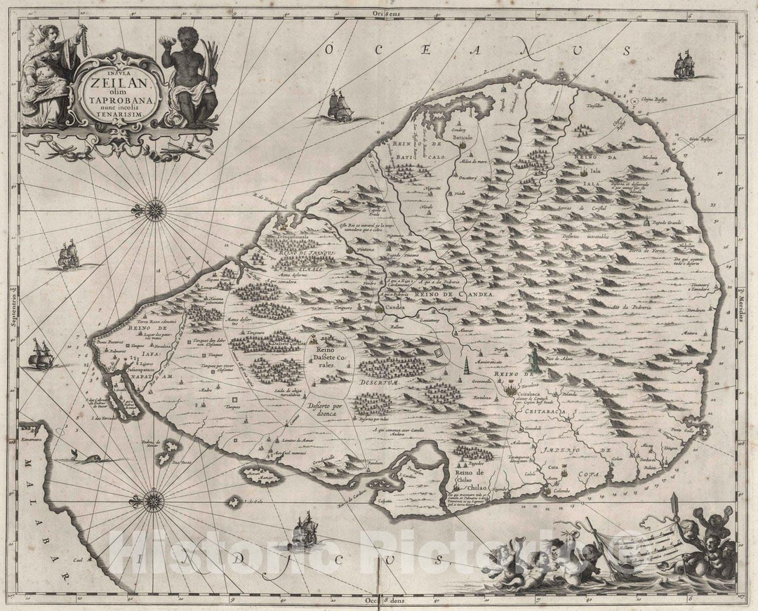 Historic Map : Sri Lanka, Ceylon 1650 Insula Zeilan olim Taprobana nunc incolis Tenarisim. , Vintage Wall Art