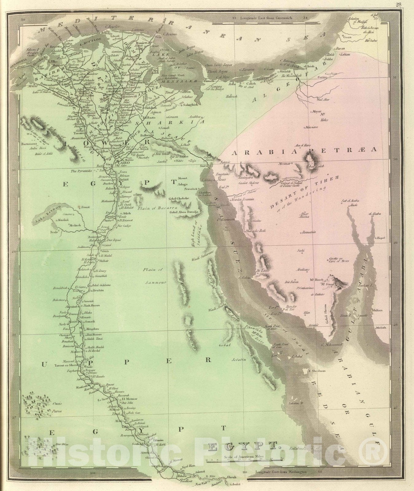 Historic Map : 1848 Egypt. v2 - Vintage Wall Art