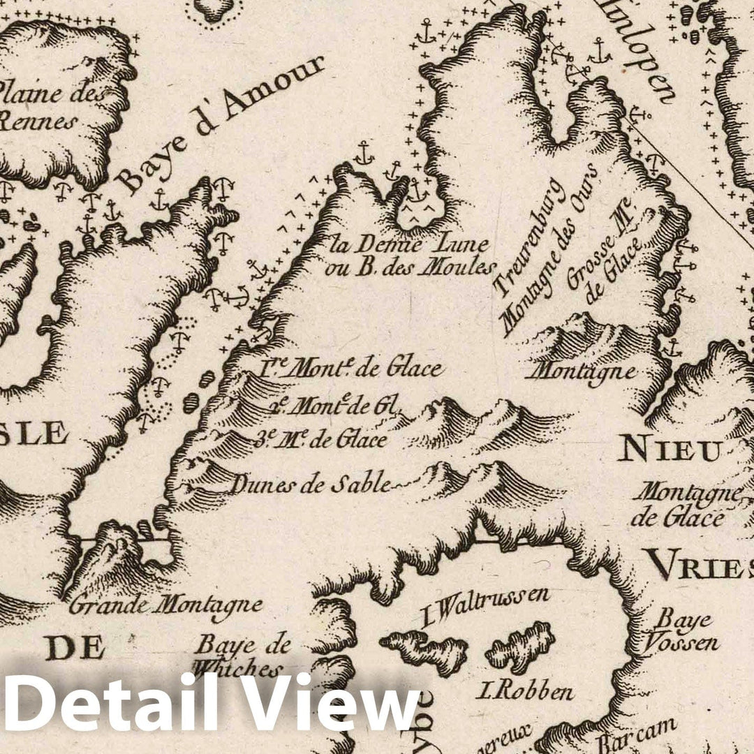 Historic Map : Norway, Spitsbergen Island (Norway), Europe 1764 Carte Du Spits-Berg : Suivant les Hollandois , Vintage Wall Art