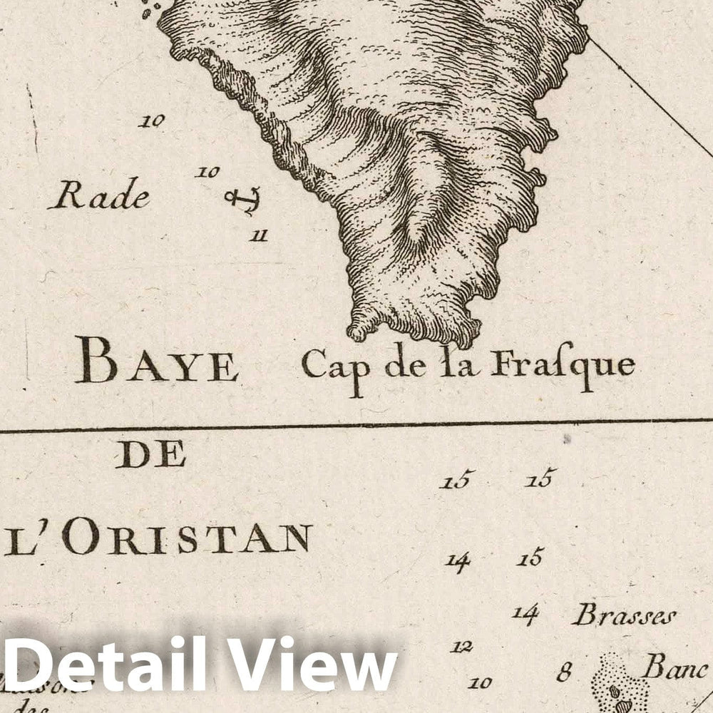 Historic Map : Corsica 1764 Carte De La Baye De L'Oristan , Vintage Wall Art