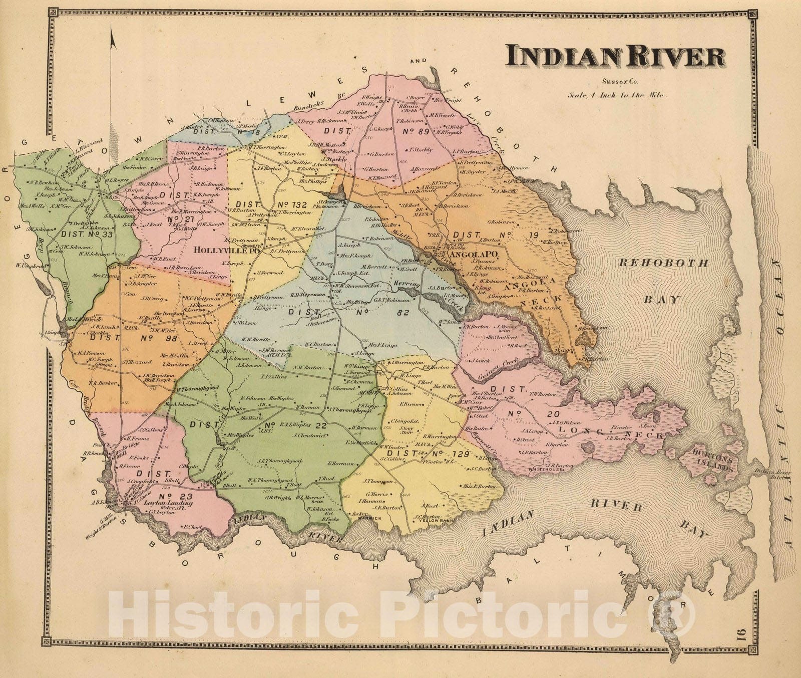 Historic Map : 1868 Indian River. - Vintage Wall Art