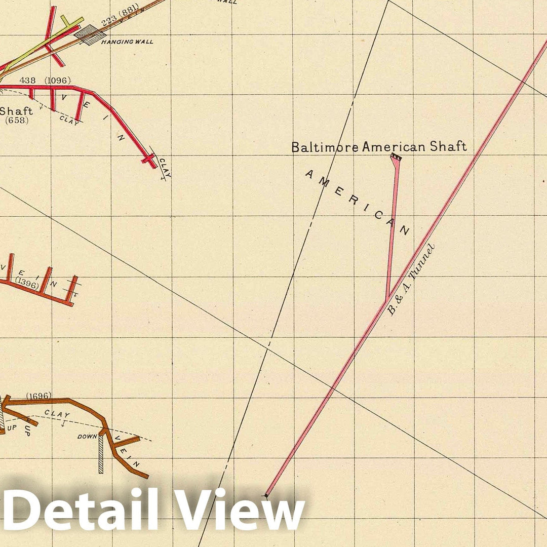 Historic Wall Map : Geologic Atlas - 1882 Comstock Mine Maps. Number VIX. - Vintage Wall Art