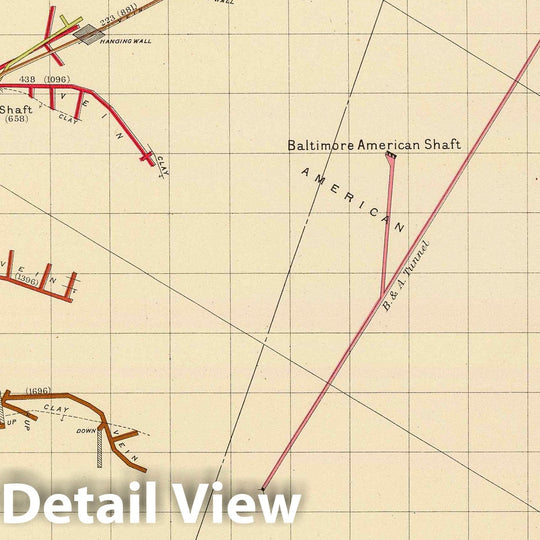 Historic Wall Map : Geologic Atlas - 1882 Comstock Mine Maps. Number VIX. - Vintage Wall Art