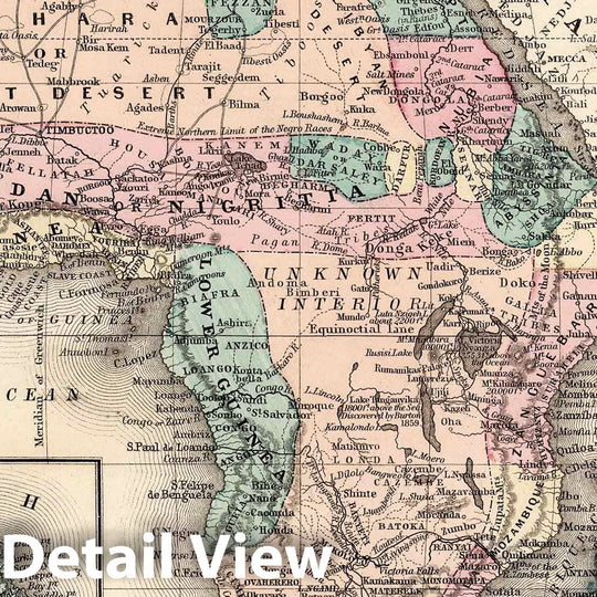 Historic Map : 1877 Map Of Africa, Showing Its Most Recent Discoveries - Vintage Wall Art