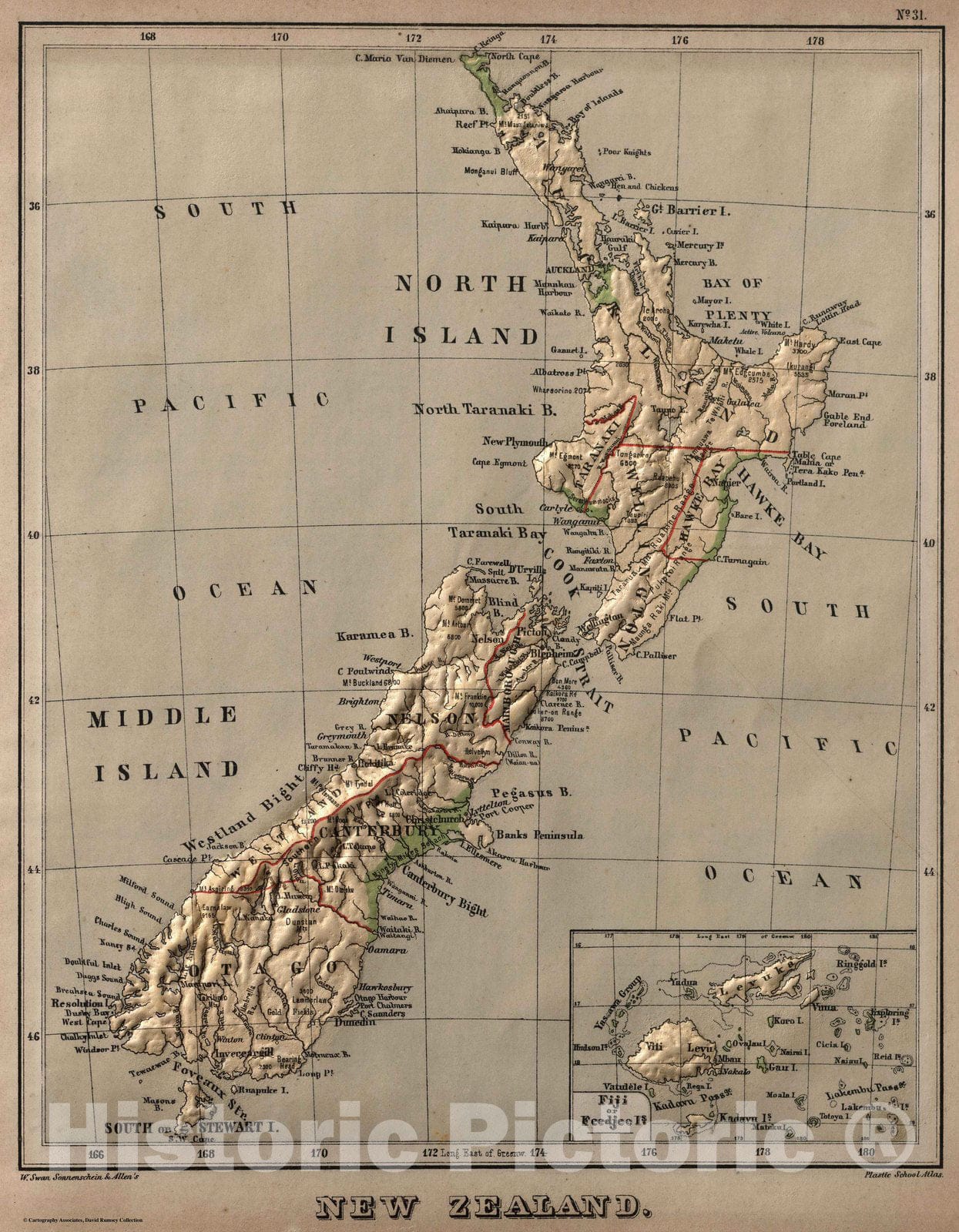 Historic Map : 1880 New Zealand. v2 - Vintage Wall Art