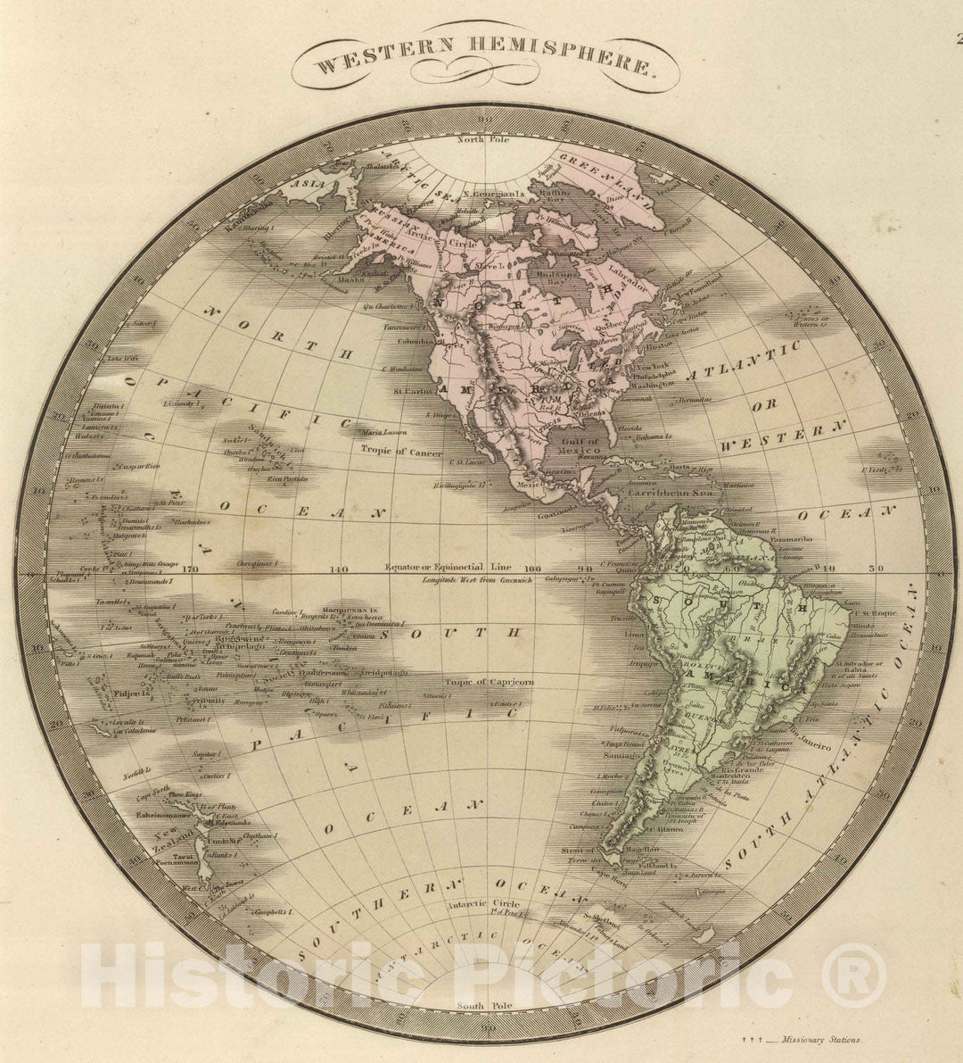 Historic Map : 1848 Western Hemisphere : Vintage Wall Art