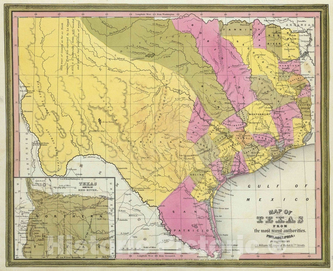 Historic Map : New Mexico, 1846 Map Of Texas. , Vintage Wall Art