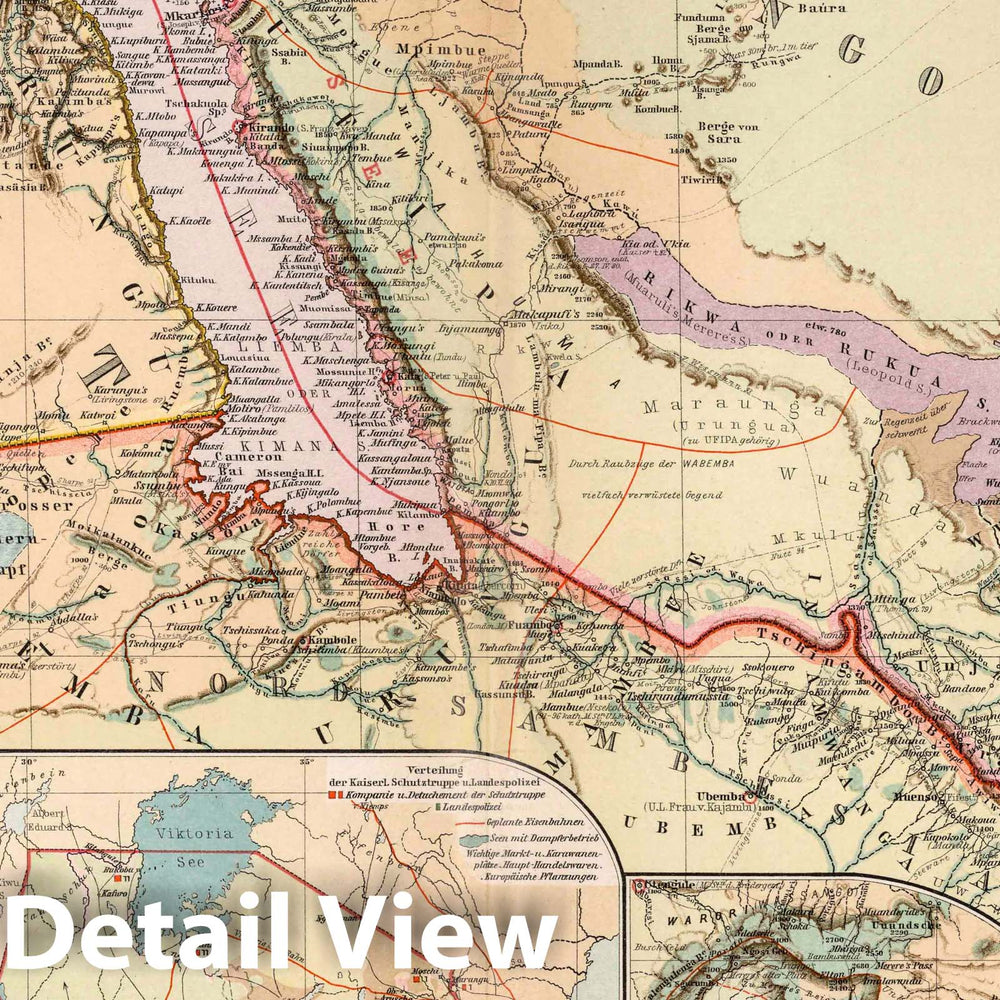 Historic Map : Malawi, 1897 Nr. 21. Ostafrikanisches Schutzgebiet in 4 Blaettern, Blatt 3. (East African reserve in 4 sheets, sheet 3.) , Vintage Wall Art