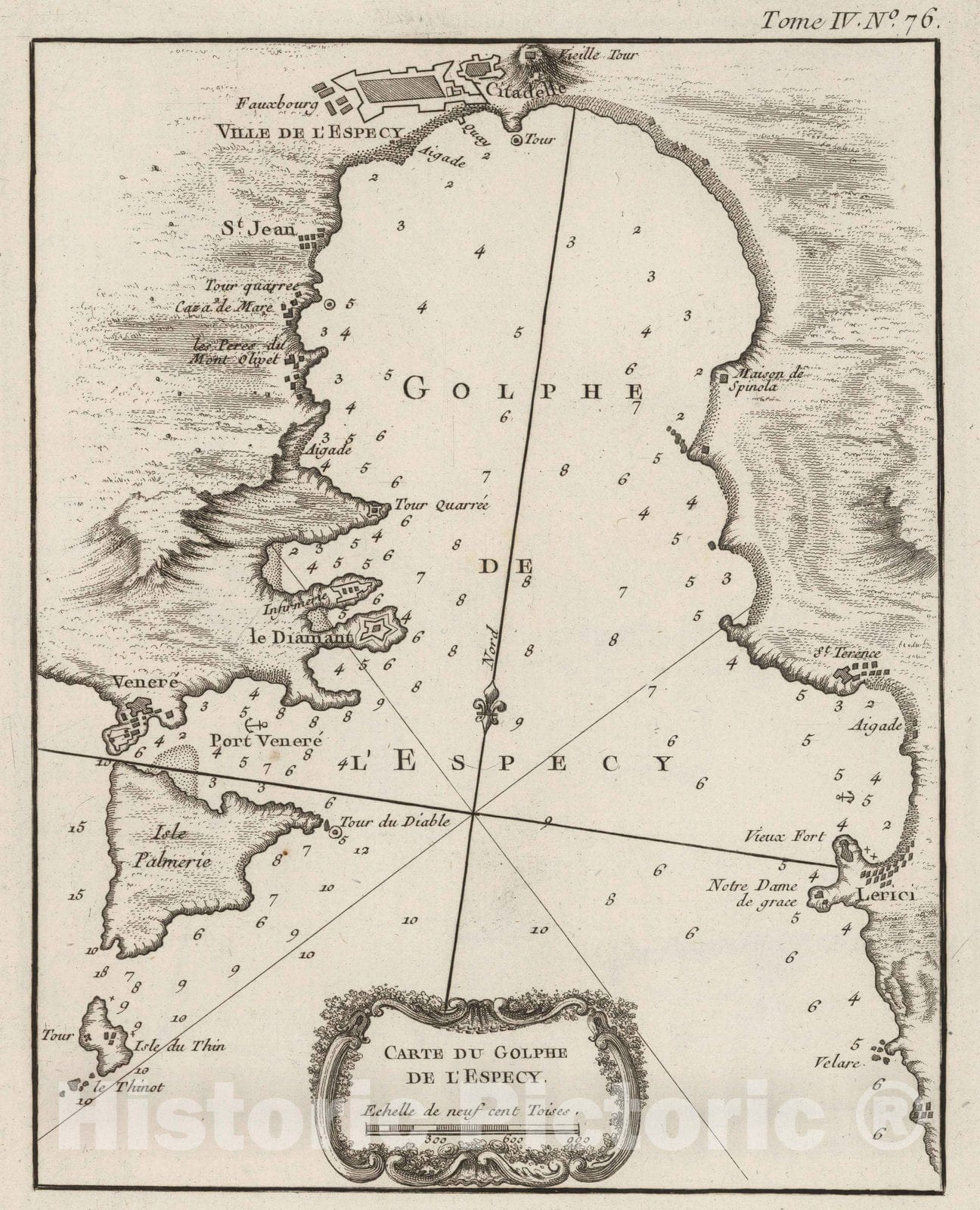 Historic Map : Italy, , Europe 1764 Carte du Golphe de l'Especy , Vintage Wall Art