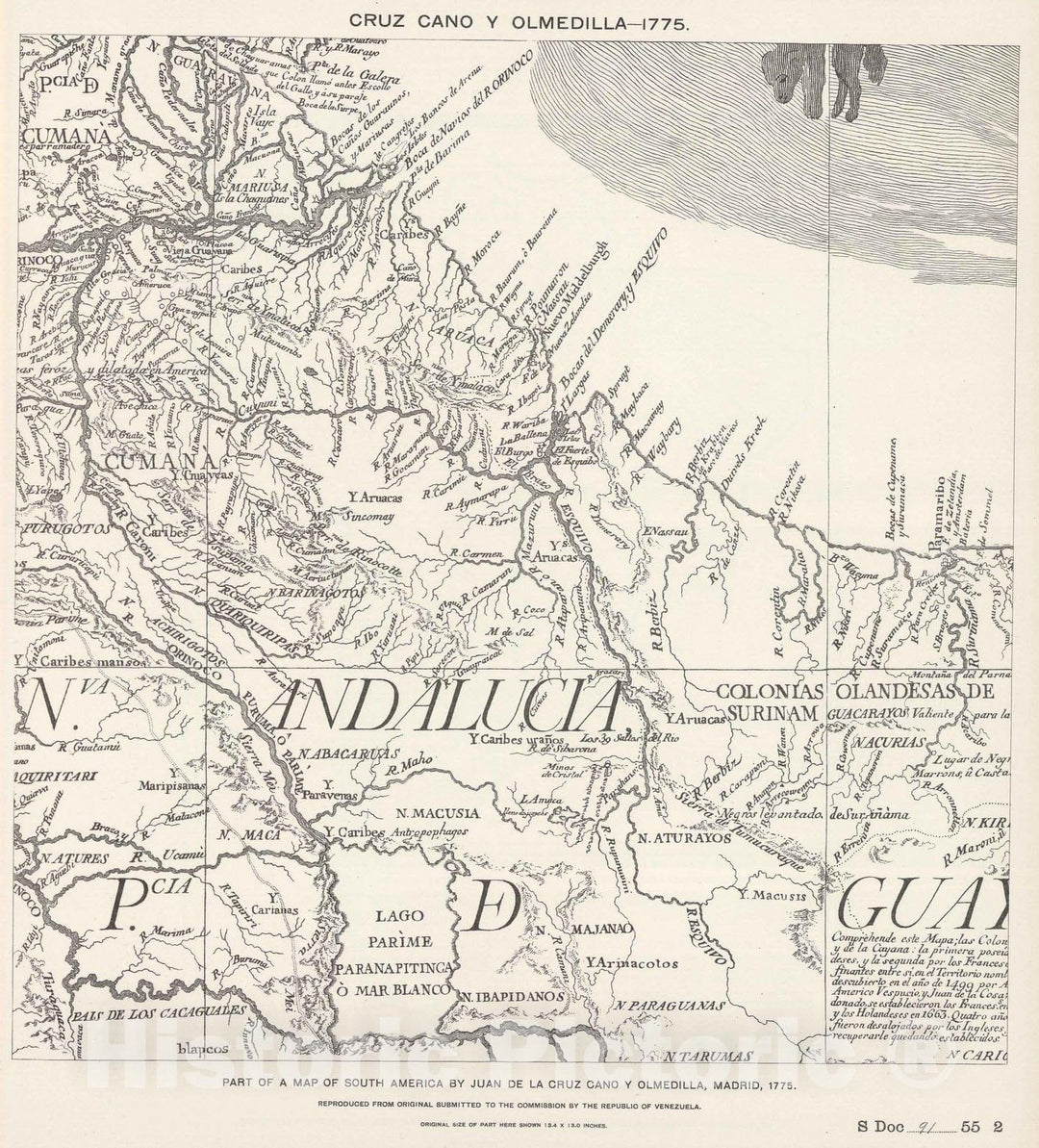 Historic Map : National Atlas - 1775 Part of South America by Cruz Cano Y Olmedilla. - Vintage Wall Art