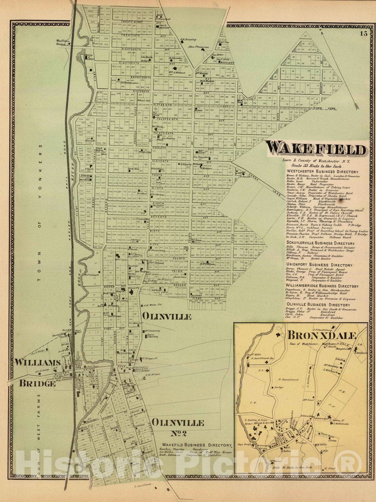 Historic Map : 1868 Wakefield, Bronxdale. - Vintage Wall Art