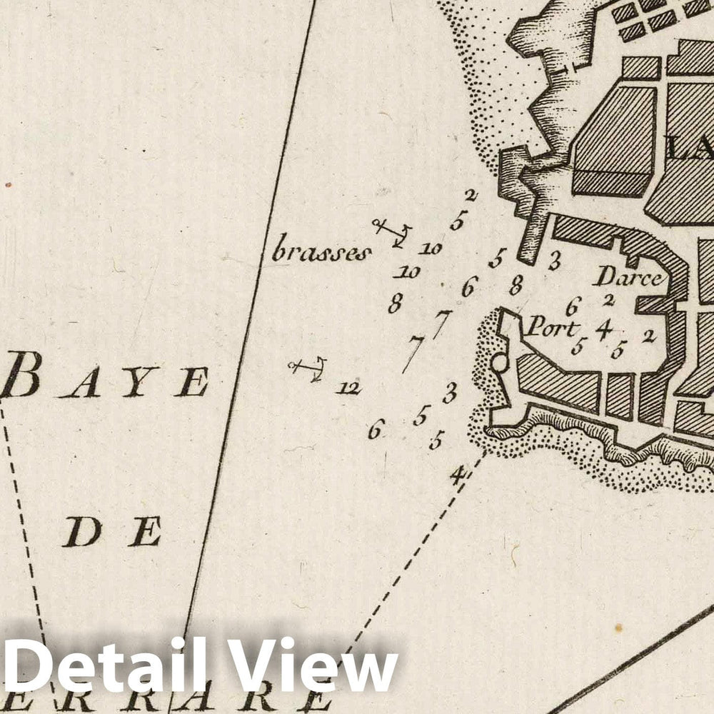 Historic Map : Italy, , Europe 1764 Plan de Port Ferrare dans l'Isle d'Elbe , Vintage Wall Art