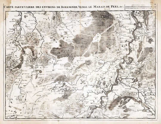 Historic Map : Netherlands, 1709 6. Carte particuliere des environs de Roermonde, Venlo, le Marais de Peel, c. 1709. , Vintage Wall Art