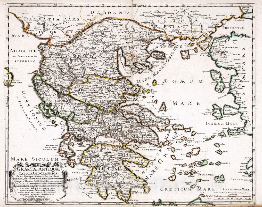 Historic Map - World Atlas - 1705 Ancient Greece. - Vintage Wall Art