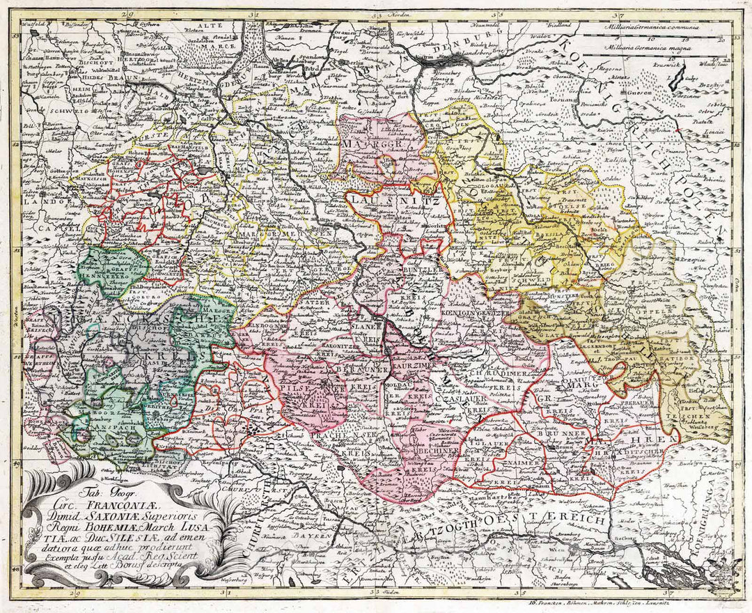 Historic Map : Czech Republic, Europe, Central 1753 Tab: Geogr: Circ. Franconiae Dimid. Saxoniae Superioris Regni Bohemiae , Vintage Wall Art