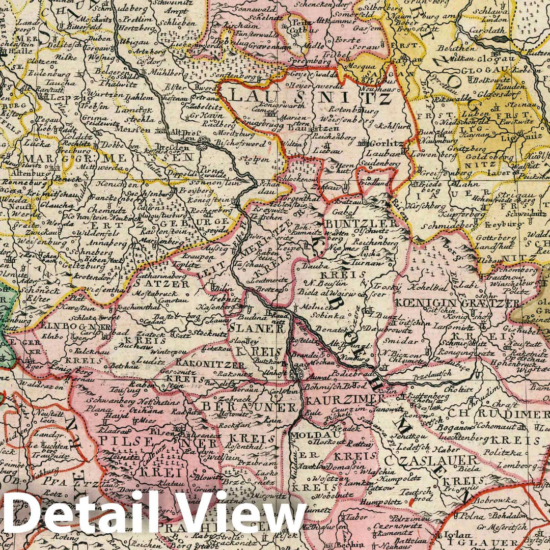 Historic Map : Czech Republic, Europe, Central 1753 Tab: Geogr: Circ. Franconiae Dimid. Saxoniae Superioris Regni Bohemiae , Vintage Wall Art