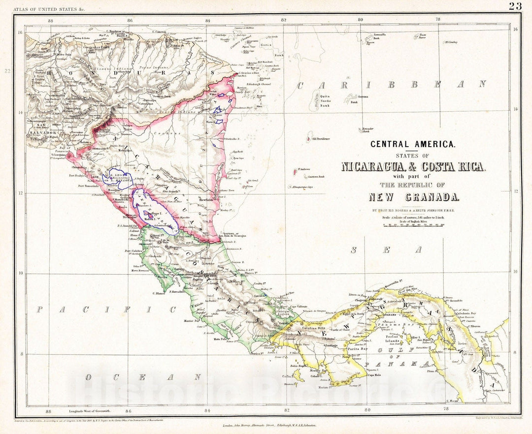 Historic Map : 1857 Central America. v1 - Vintage Wall Art