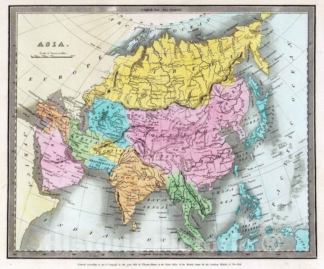 Historic Map : 1835 Asia. - Vintage Wall Art