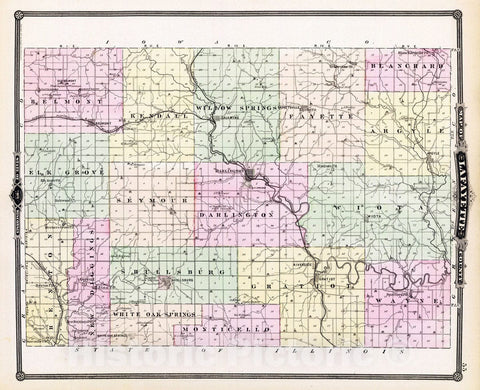 Historic Map : 1878 Map of Lafayette County, State of Wisconsin. - Vintage Wall Art