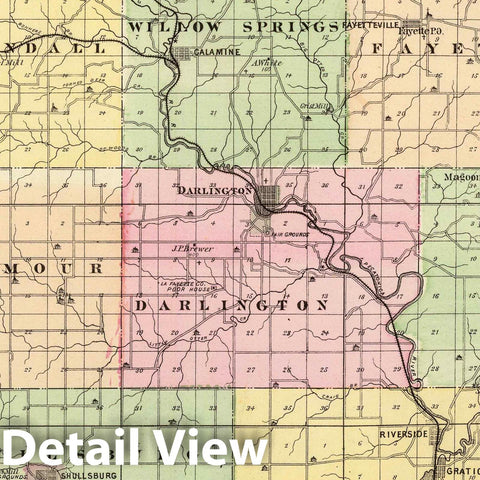 Historic Map : 1878 Map of Lafayette County, State of Wisconsin. - Vintage Wall Art