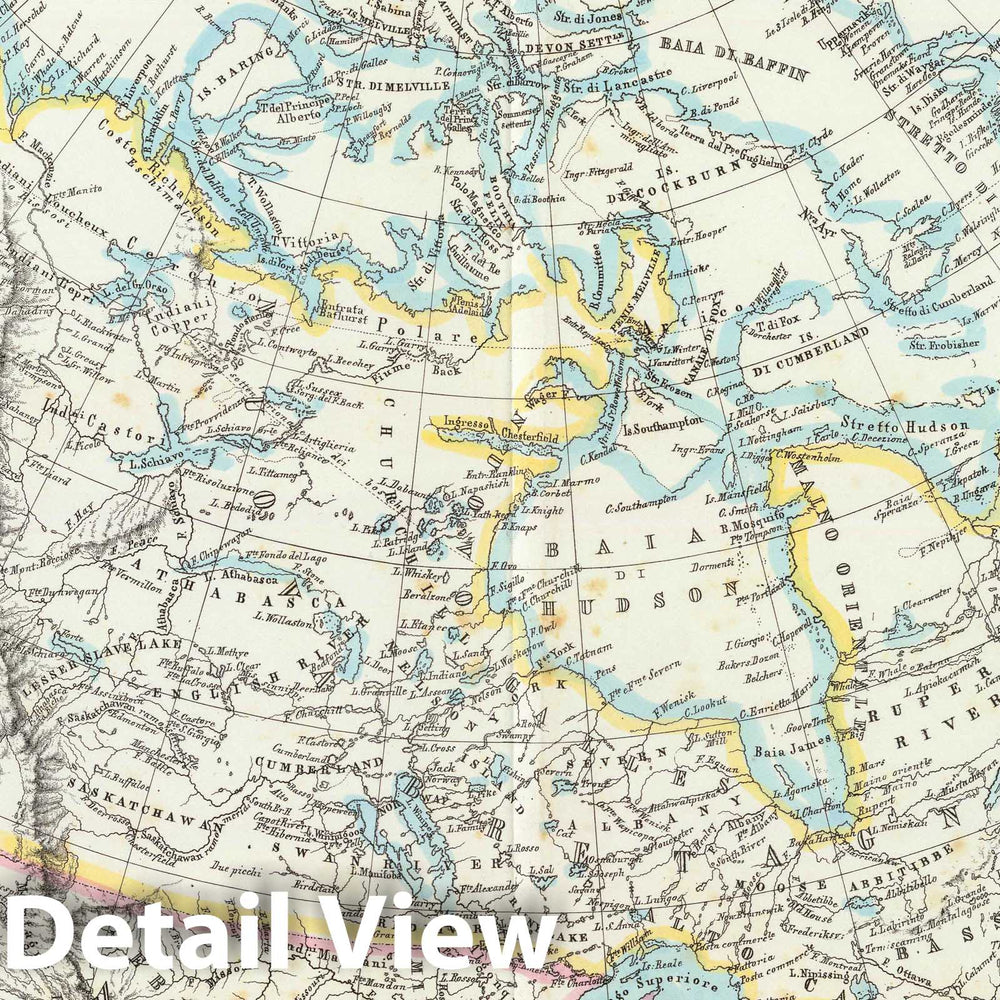 Historic Map : Canada; Greenland, Alaska, , North America 1854 America Settentrionale Inglese e Russa, Groenlandia, Islanda, Terre Artiche. , Vintage Wall Art