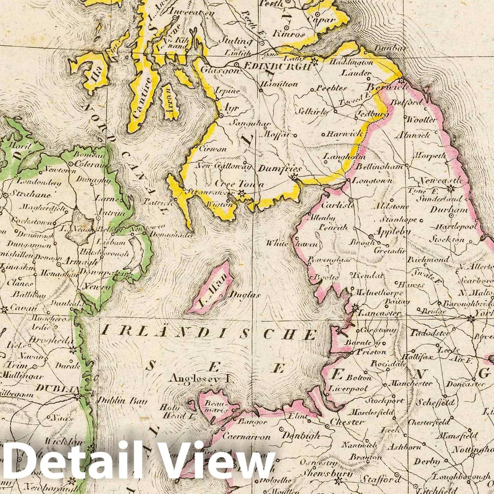 Historic Map : England; Ireland, British Isles 1822 Grossbritanien. , Vintage Wall Art