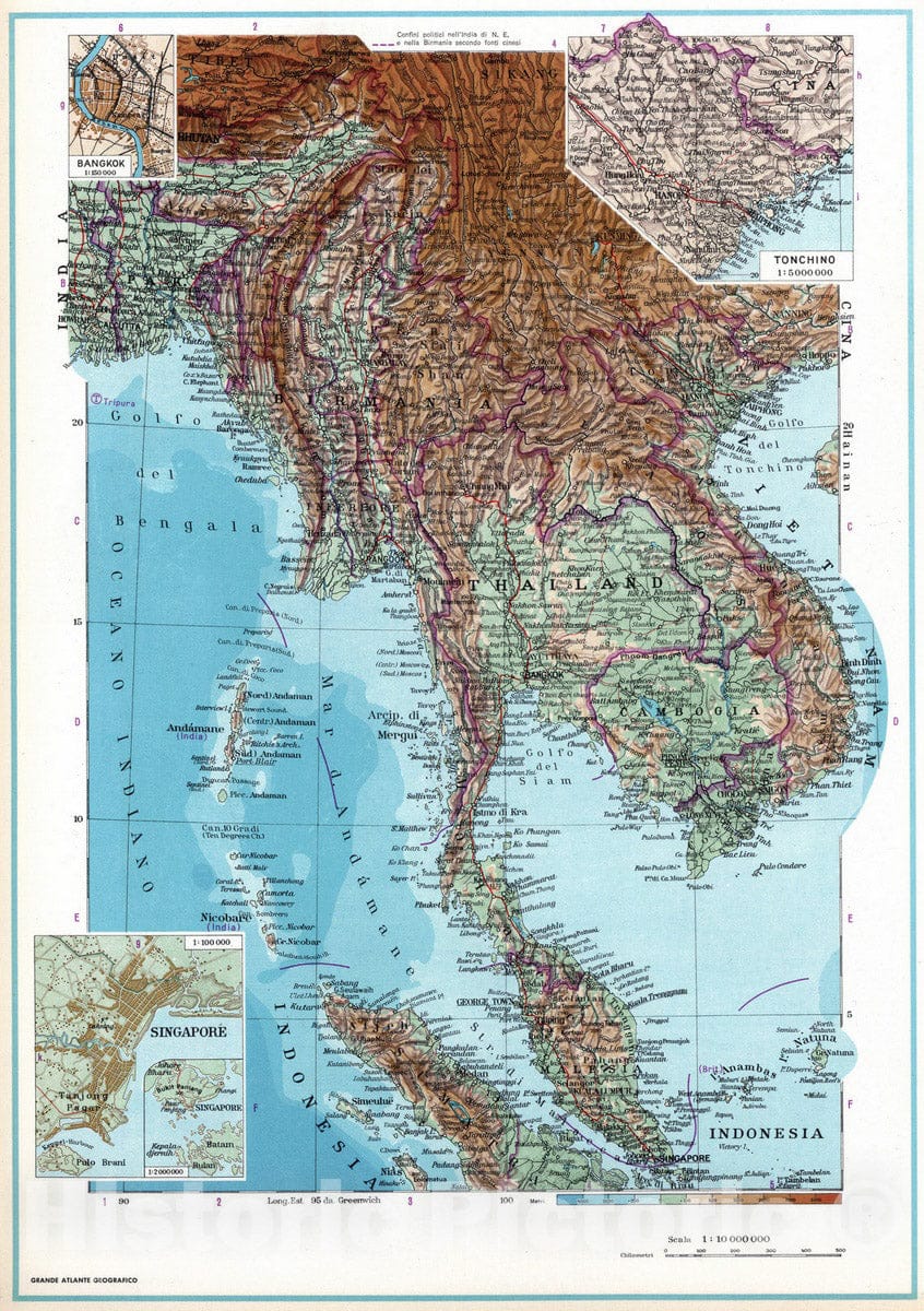 Historic Map : 1952 Indochina. - Vintage Wall Art