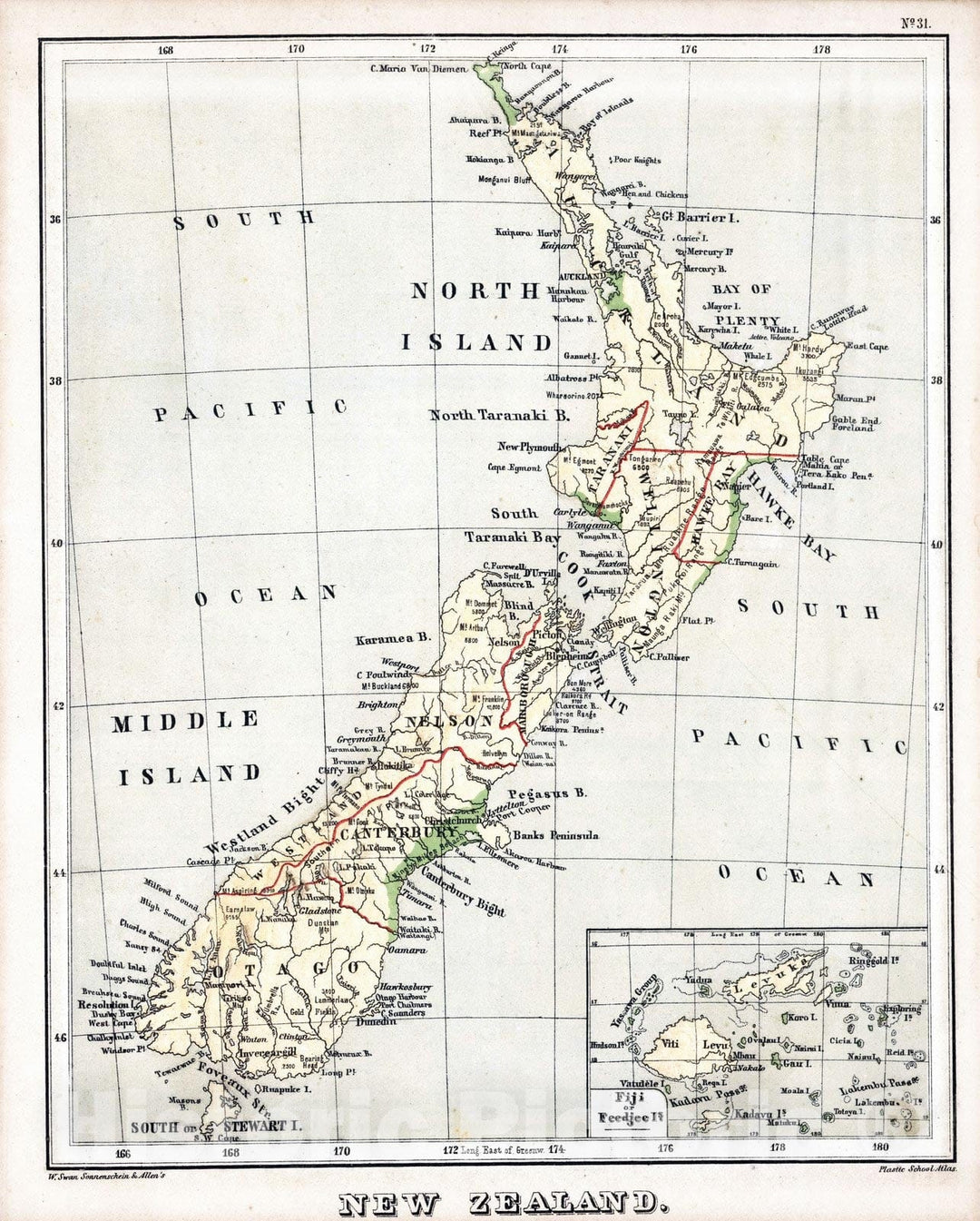 Historic Map : 1880 New Zealand. v1 - Vintage Wall Art